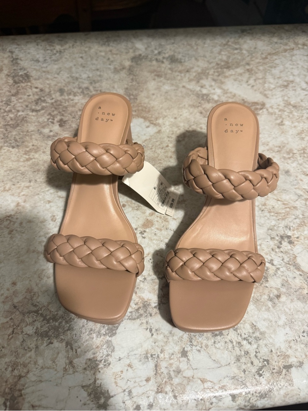a new day Braided Double-Strap Slide Sandals — Nude/Tan